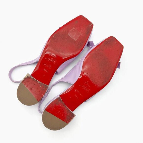 CHRISTIAN LOUBOUTIN Mamaflirt Slingback Ballet Heels Size 37.5 Purple Leather - Picture 11 of 13